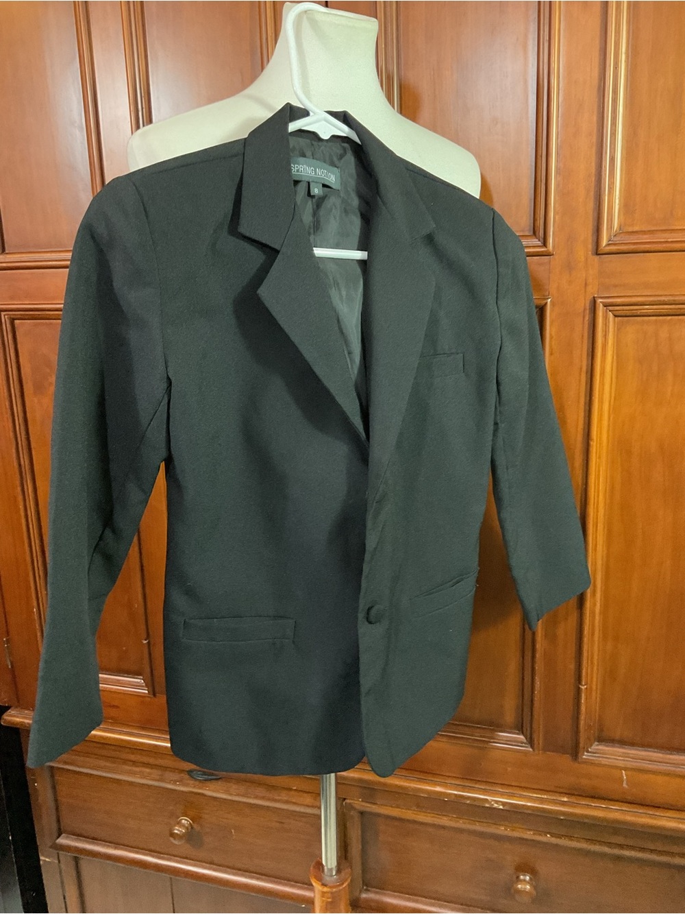 Spring Notion Boys 2 Button Suit Coat And Vest Solid Black Youth Size 8 Lknw As